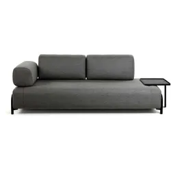 Couch in Dunkelgrau Webstoff abnehmbarem Stecktisch