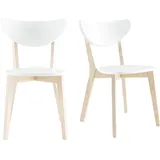 miliboo Design-Holzstuhl mit Weiß LEENA (2 Stck.)