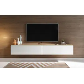 P & B Lowboard ca. 180x30 cm mit LED Weiß/Eiche