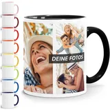 SpecialMe Tasse personalisiert Foto-Collage Text Fototasse bis zu 7 Fotos Fotogeschenk Kaffeetasse Bild selbst gestalten Weiss-innen-schwarz standard