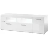 furn.design TV-Lowboard Weiß Hochglanz, Nachbildung, 140x48x40 cm, Wohnzimmer, Wohnwände, Lowboards, Lowboards stehend