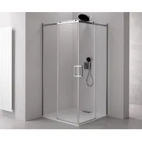 Polysan s.r.o. Komplettdusche Rechteckige Duschkabine mit Eckeinstieg 1200x800 mm, Runde Rollen, BxT: 120x80 cm, Polysan-TL2280-5005-SET