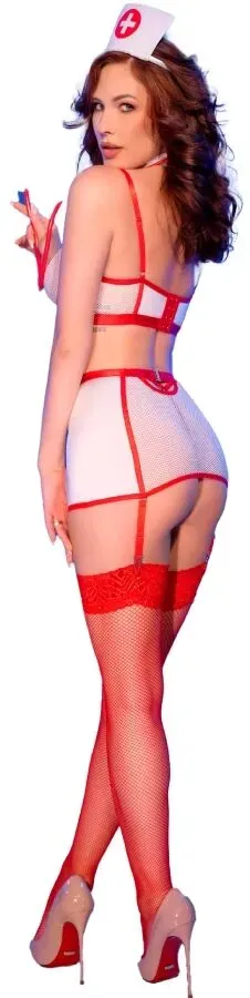 CHILIROSE - CR 4868 KRANKENSCHWESTERKOSTÜM WEISS/ROT S - XL