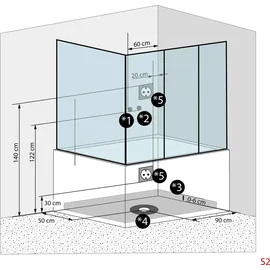 SeniorBad Kombination Badewanne Dusche 180 x 100 cm (K80-WS-EH-C-EC-EA)