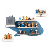 BOARTI Kinderregal Flugzeug Wolken hängend für Toniebox und Tonie Figuren platzsparendes Regal H. 49 x B. 82 x T. 19 Wandregal Musikbox Figuren Aufbewahrung Magneteinsätzen Aufbewahrungsregal Holz