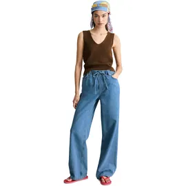 Marc O'Polo Weite Jeans MARC O'POLO DENIM "Model Tomm wide mit elastischem Bund", Damen, Gr. 28, Länge 30, blau (medium blau), Obermaterial: 100% Baumwolle, weit lang, Jeans