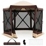 Costway Faltpavillon 3,5 x 3,5 m inkl. 4 Seitenteile Braun