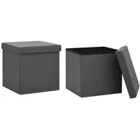 vidaXL Hocker mit Stauraum 2 Stk. Grau PVC