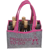 CBK-MS Damen Handtasche Prosecco für 6 Flaschen Sekt Piccolo Flaschenträger Filz grau Flaschentasche