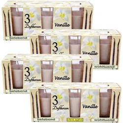 HS Candle Duftkerzen Classic 12er Pack im Glas, lange Brenndauer und angenehmer Duft ( Vanille )