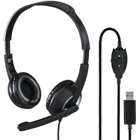 Hama USB Headset, On Ear Kopfhörer mit Mikrofon (Headset mit Lautstärkenregler und verstellbarem Mikrofonarm, für Videokonferenzen, Homeoffice, Callcenter, eLearning, USB-A-Stecker) schwarz