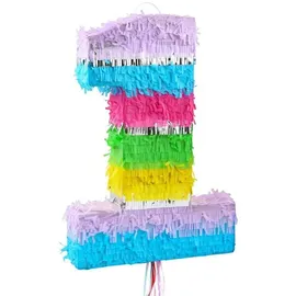 Piñata Zahl 1 50x35x7,5 cm Bunt/Pastell