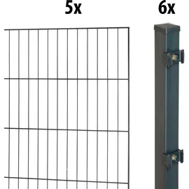 garden 'n' more Einstabmattenzaun GARDEN 'N' MORE "Standard", grau (anthrazit), H:50cm L:10cm, Stahl, Kunststoff, Zaunelemente, 5 Elemente für 10 m, LxH: 200 x 50 cm, mit 6 Pfosten