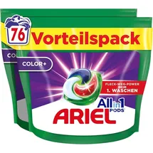 Ariel Color+ All-in-1, PODS Waschmittel 76 Waschladungen, Kraftvolle Fleckenentfernung in nur 1 Waschgang