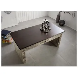 MASSIVMOEBEL24.DE Couchtisch Castle-Antik Weiß Akazie 115 x 60 x 50 cm