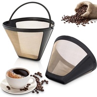 2 Stück Kaffeefilter Mesh, Waschbar Kaffeefilter, Wiederverwendbarer Filter, Kaffee Dauerfilter mit Griff, 100 Mesh-Filter für Kaffeemaschinen mit konischem Filter | für 8-12 Tassen Kaffee