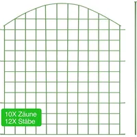 NewHabitat | 10x Teichzaun Steckzaun aus Metall Grün