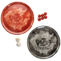 MamboCat Pizzateller 2tlg Set Perfetto Pizzateller Ø31,5 cm Porzellan Rot Schwarz Platte