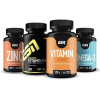 ESN 4er Pack Vitamine & Vitalstoffe – Zink, Omega 3, Vitamin D & Vitamin Stack, Kapsel
