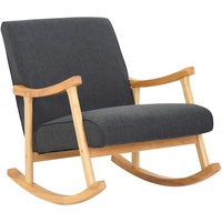 TPFLiving Schaukelstuhl Morello mit hochwertig gepolsterter Sitzfläche (Schwingstuhl - Relaxstuhl - Relaxsessel - Lehnstuhl), Gestell: Natura - Sitzfläche: Stoff dunkelgrau grau