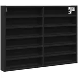 vidaXL Vitrinenschrank, Sammlervitrine 12 Ablagen, Hängevitrine Wandregal für Wohnzimmer, Glasvitrine Wandvitrine Hängeregal, Schwarz Holzwerkstoff