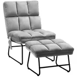 MCombo - m Relaxsessel Fernsehsessel Loungesessel Sessel Hocker Set Stoffbezug Grau