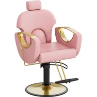Anunweldo Friseurstuhl, Hydraulisch kippbarer Friseurstuhl, 360-Grad-Drehung, Frisörstuhl für Schönheitssalon Friseursalon (Rosa)