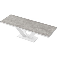designimpex Esstisch Design Tisch HEU-111 Grau Beton - Weiß Hochglanz ausziehbar 160-256 cm grau|weiß