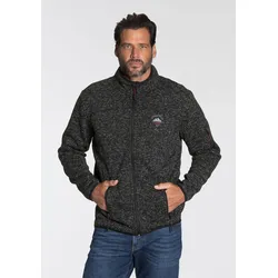 Strickfleecejacke, für die Übergangszeit, mit Reißverschlusstaschen, mit Stehkragen, Gr. 4XL (68/70), schwarz meliert, , 69698440-4XL