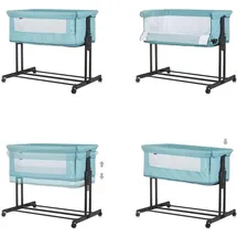Chipolino Beistellbett 2 in 1 Zen Laufstall Moskitonetz Matratze Räder Bremse türkis