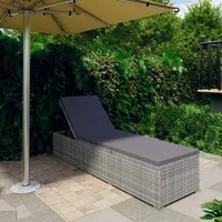 vidaXL Sonnenliege mit Auflage Poly Rattan Grau