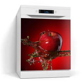 deqori Magnetfolie für Spülmaschine 60x60 cm | Motiv Flüssigkeit trifft Apfel | dekorative Magnetmatte Geschirrspüler Schutz | Magnet Deko-Folie selbstklebend, magnetisch & wasserabweisend