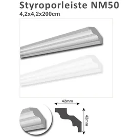 MDEKOR 100 Meter Deckenleisten Styropor XPS Stuckleisten Abschlussleiste Decke Weiss 40 x 40 mm Zierprofile Styroporleisten Deckenleisten Zierleisten Spar...