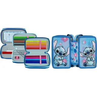Scooli Lilo & Stitch, Weiches Federmäppchen »Tripledecker, Stich«, befüllt, inklusive Geodreieck, Gr. , Lilo & , 88235204-0