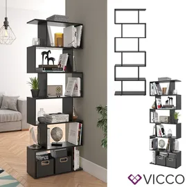 Vicco LEVIO Aktenregal 6 Fächer 80 x 30 x 180 schwarz