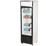 Romux® Glastürkühlschrank 300 Liter 1 Tür Belüftet mit Umluftsystem |  Professioneller Getränkekühlschrank mit Glastür & LED I Flaschenkühlschrank