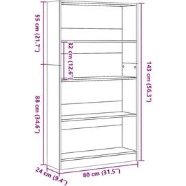 vidaXL Bücherregal 80 x 24 x 143 cm Braun