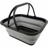 SAMMART 15L Zusammenklappbarer Korb mit Griff - Tragbarer Picknickkorb/Krater für den Außenbereich - Faltbare Einkaufstasche - Platzsparender Aufbewahrungsbehälter (Schwarz/Legierungsgrau)