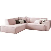 KAWOLA Sofa SAMU Ecksofa Cord rosa Recamiere links -