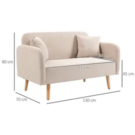 Homcom Sofa, Doppelsofa, LxBxH: 130 x 70 x 80 cm | weiss