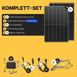 solakon Balkonkraftwerk onLite 900W 5 m Kabel + Balkonhalterung