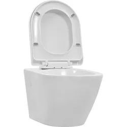 vidaXL Wand-WC ohne Spülrand Keramik Weiß