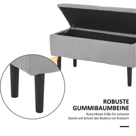 Homcom Sitzbank mit Stauraum, Bettbank, Polsterbank mit Klappdeckel, Samtoptik, Truhenbank, für Wohnzimmer, Schlafzimmer, Grau, 95 x 38 x 45 cm