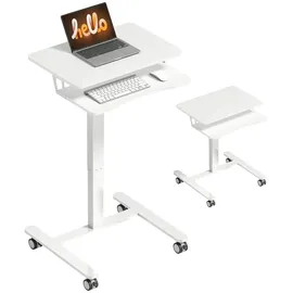 Homcom Höhenverstellbar mit Rollen, Tastaturablage Weiß | Weiß
