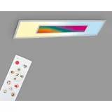 Telefunken - LED Panel RGB, LED Deckenleuchte CCT, Deckenlampe RGB Centerlight, Regenbogeneffekt, Fernbedienung, Dimmbar, Silberfarbig, 1195x295x65mm