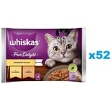 whiskas Adult 52x85g Geflügel Frites Nassfutter für ausgewachsene Katzen in Gelee mit: Huhn, Truthahn