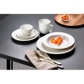 Ritzenhoff & Breker Tafelservice Sofia 12-teilig, Speiseteller (26 cm) und Suppenteller (22 cm) für 6 Personen, Tafel-Set mit feinem Rillenrelief, Fine-Dining-Geschirr, Porzellan, weiß