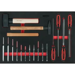 KS Tools Feilen-, Meißel- und Hammer-Satz, 18-tlg in 1-1 Systemeinlage - 711.1018