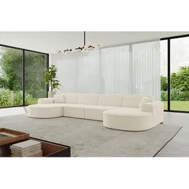 altdecor Wohnlandschaft MARI-U2 - 388x171x79 cm, Beige Bouclé
