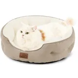 Bedsure Katzenbett waschbar Katzen Bettchen - 51x48x15cm Katzenbett mit zweiseitig Innenkissen Katzenschlafplatz für Katzen oder kleine Hunde, Kamel